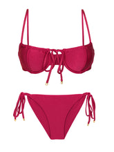 Załaduj obraz do przeglądarki galerii, Product Front: Rio De Sol Zestaw Bikini Set Shimmer-Desejo Balconet-Tie Cheeky-Tie-Gold