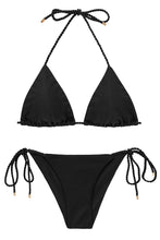 Załaduj obraz do przeglądarki galerii, Product Front: Rio De Sol Zestaw Bikini Set Shimmer-Black Tri-Rope Cheeky-Rope