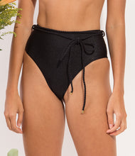 Załaduj obraz do przeglądarki galerii, Image 09: Rio De Sol Figi Bikini Bottom Shimmer-Black Belted-High-Waist