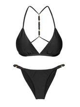 Załaduj obraz do przeglądarki galerii, Product Front: Rio De Sol Zestaw Bikini Set Shimmer-Black Tri-Fixo-Noa Cheeky-Noa