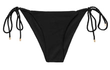 Załaduj obraz do przeglądarki galerii, Product Front: Rio De Sol Figi Bikini Bottom Shimmer-Black Cheeky-Rope