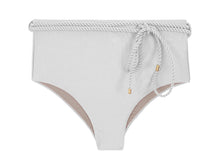 Załaduj obraz do przeglądarki galerii, Product Front: Rio De Sol Figi Bikini Bottom Shimmer-White Belted-High-Waist