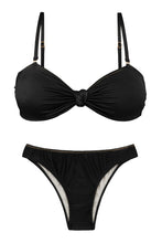 Załaduj obraz do przeglądarki galerii, Product Front: Rio De Sol Zestaw Bikini Set Shimmer-Black Bandeau-Joy Essential