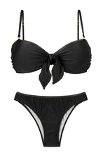 Załaduj obraz do przeglądarki galerii, Product Front: Rio De Sol Zestaw Bikini Set Shimmer-Black Bandeau-No Essential