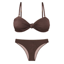 Załaduj obraz do przeglądarki galerii, Product Front: Rio De Sol Zestaw Bikini Set Shimmer-Coffee Bandeau-Joy Essential