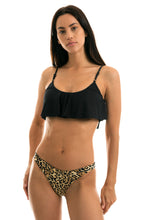 Załaduj obraz do przeglądarki galerii, Model Front: Rio De Sol Top Bikini Top Leopardo Black Babado