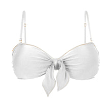 Załaduj obraz do przeglądarki galerii, Product Front: Rio De Sol Top Bikini Top Shimmer-White Bandeau-Knot