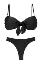 Załaduj obraz do przeglądarki galerii, Product Front: Rio De Sol Zestaw Bikini Set Shimmer-Black Bandeau-No Nice-Fio
