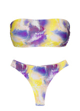Załaduj obraz do przeglądarki galerii, Product Front: Rio De Sol Zestaw Bikini Set Tiedye-Purple Bandeau-Reto Fio
