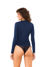 Załaduj obraz do przeglądarki galerii, Model Back: Rio De Sol Top Bikini Navy Rash-Guard
