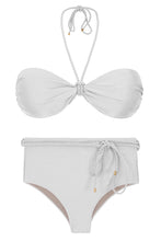 Załaduj obraz do przeglądarki galerii, Product Front: Rio De Sol Zestaw Bikini Set Shimmer-White Twist Belted-High-Waist
