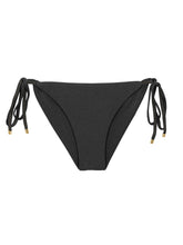 Załaduj obraz do przeglądarki galerii, Product Front: Rio De Sol Figi Bikini Bottom Shimmer-Black Cheeky-Tie-Gold
