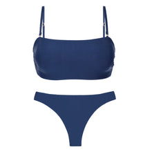 Załaduj obraz do przeglądarki galerii, Product Front: Rio De Sol Zestaw Bikini Set Navy Bandeau-Reto Nice-Fio
