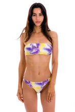 Załaduj obraz do przeglądarki galerii, Model Front: Rio De Sol Zestaw Bikini Set Tiedye-Purple Bandeau-Reto Fio
