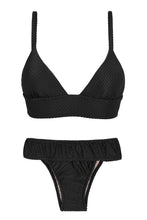Załaduj obraz do przeglądarki galerii, Product Front: Rio De Sol Zestaw Bikini Cloque Preto Tri Cos
