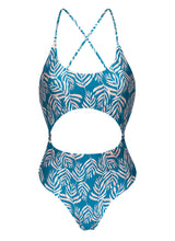 Załaduj obraz do przeglądarki galerii, Product Front: Rio De Sol Kostium Jednoczęściowy Palms-Blue Ivy
