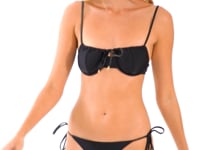 Załaduj i odtwarzaj film w przeglądarce Gallery, Video: Rio De Sol Figi Bikini Bottom Shimmer-Black Cheeky-Tie-Gold
