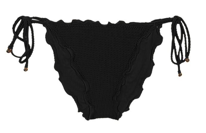 Product Front: Rio De Sol Figi Bikini Bottom Dots-Black Frufru-Comfy