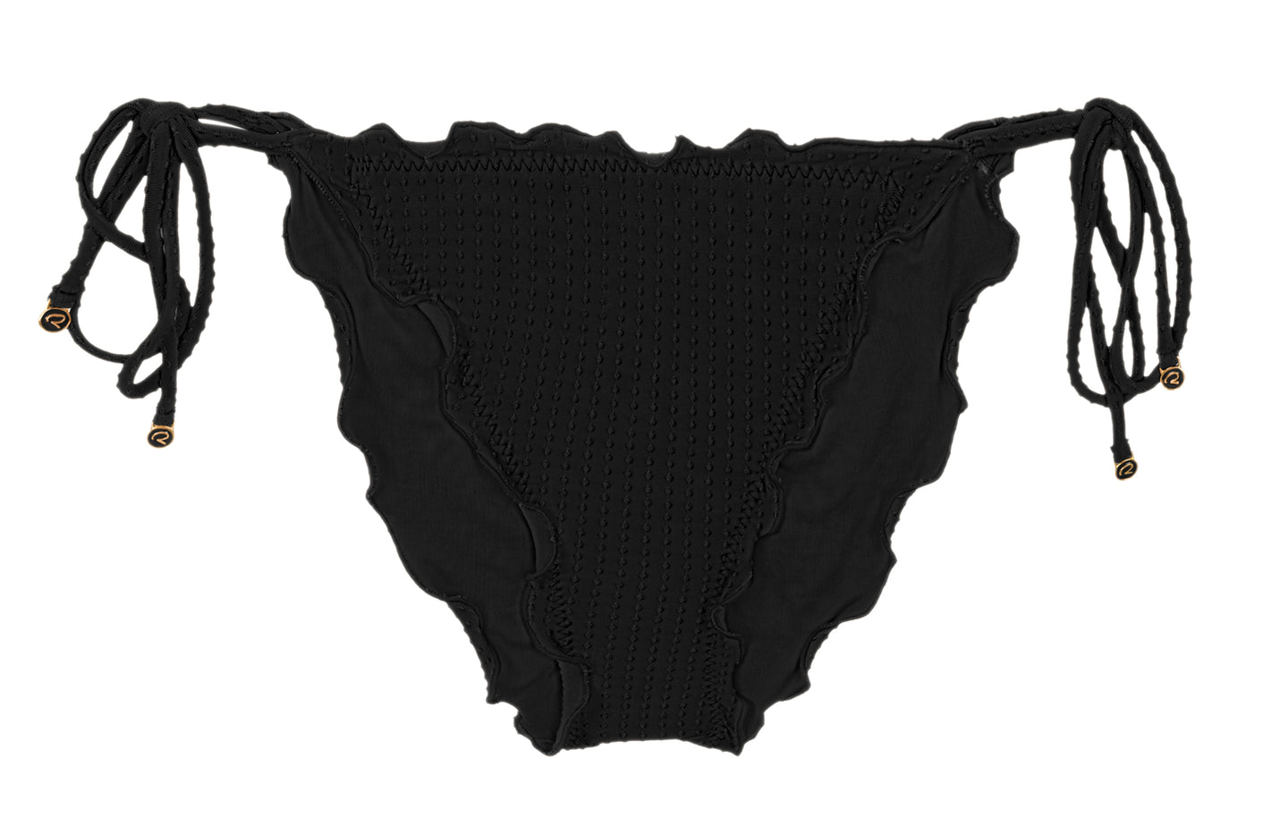 Product Front: Rio De Sol Figi Bikini Bottom Dots-Black Frufru-Comfy