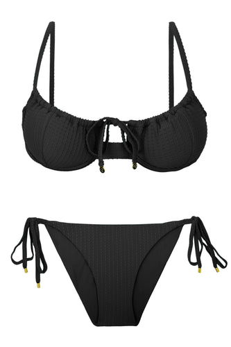 Product Front: Rio De Sol Figi Bikini Bottom Dots-Black Ibiza-Comfy