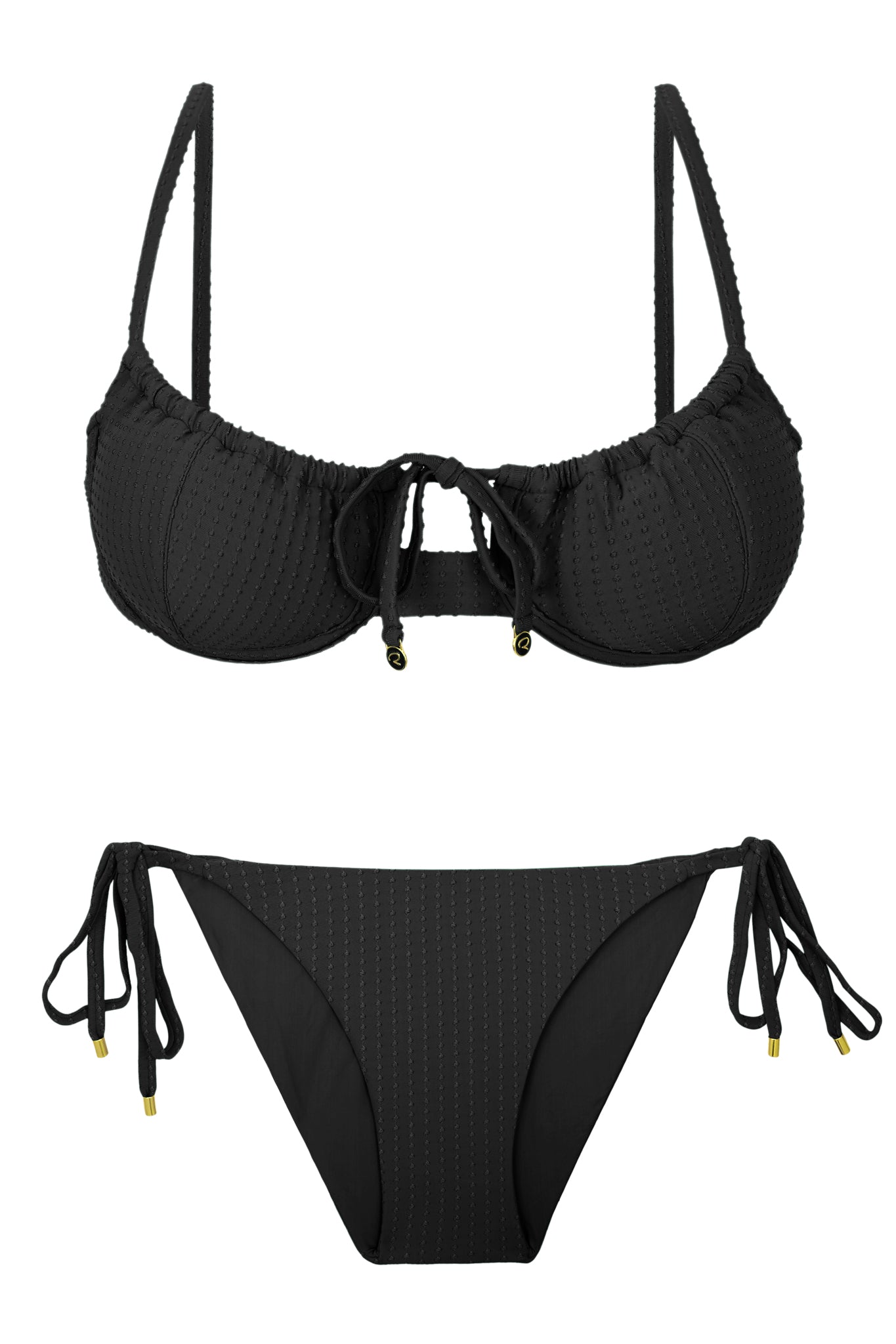 Product Front: Rio De Sol Figi Bikini Bottom Dots-Black Ibiza-Comfy