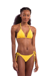 Model Front: Rio De Sol Figi Bikini Bottom Malibu-Yellow Cheeky-Tie