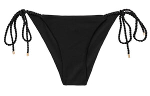 Product Front: Rio De Sol Figi Bikini Bottom Shimmer-Black Cheeky-Rope