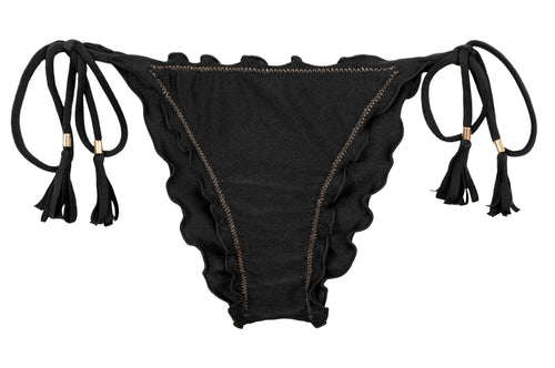 Product Front: Rio De Sol Figi Bikini Bottom Shimmer-Black Frufru