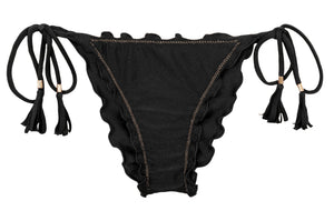 Product Front: Rio De Sol Figi Bikini Bottom Shimmer-Black Frufru