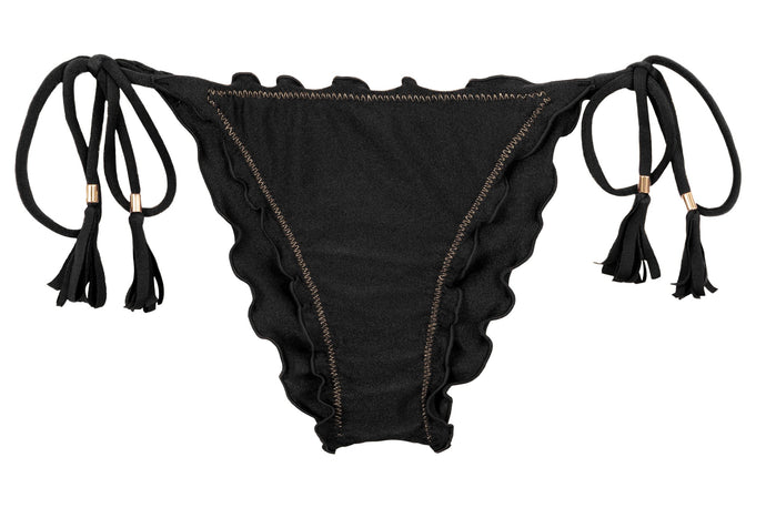 Product Front: Rio De Sol Figi Bikini Bottom Shimmer-Black Frufru