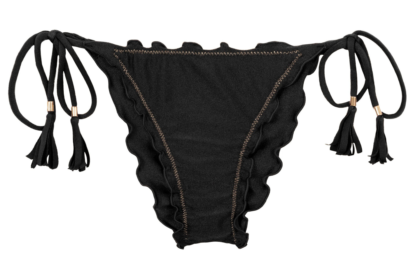 Product Front: Rio De Sol Figi Bikini Bottom Shimmer-Black Frufru