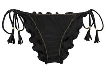 Załaduj obraz do przeglądarki galerii, Product Front: Rio De Sol Figi Bikini Bottom Shimmer-Black Frufru-Comfy
