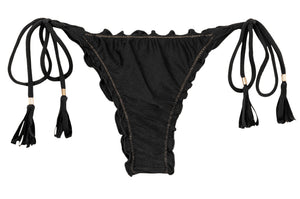 Product Front: Rio De Sol Figi Bikini Bottom Shimmer-Black Frufru-Fio