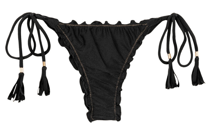Product Front: Rio De Sol Figi Bikini Bottom Shimmer-Black Frufru-Fio
