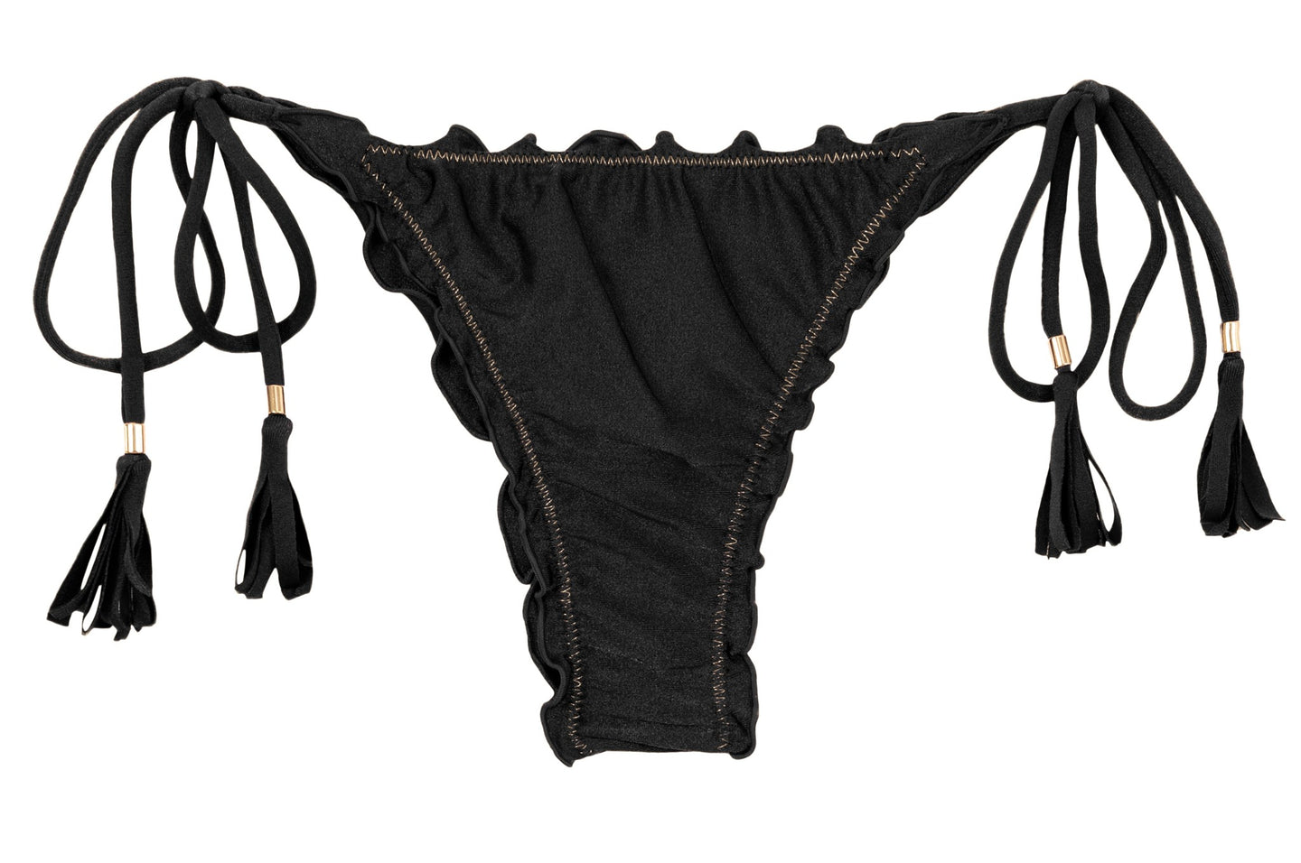 Product Front: Rio De Sol Figi Bikini Bottom Shimmer-Black Frufru-Fio