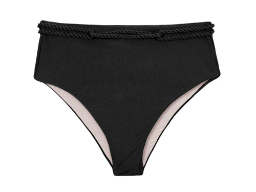 Product Front: Rio De Sol Figi Bikini Bottom Shimmer-Black Hotpants