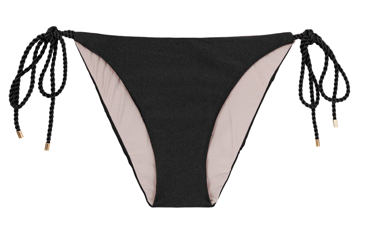 Product Front: Rio De Sol Figi Bikini Bottom Shimmer-Black Ibiza-Rope