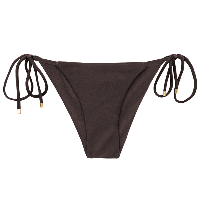 Product Front: Rio De Sol Figi Bikini Bottom Shimmer-Coffee Cheeky-Tie