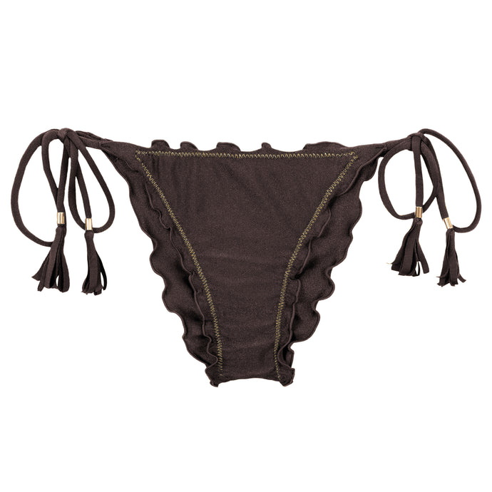 Product Front: Rio De Sol Figi Bikini Bottom Shimmer-Coffee Frufru