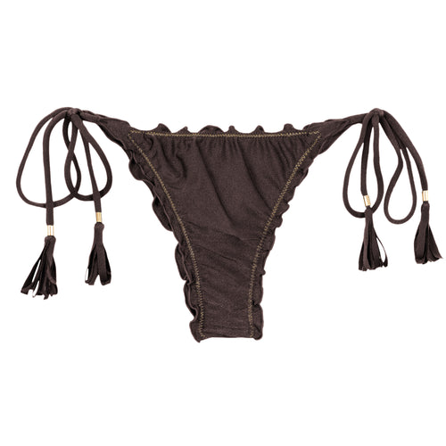 Product Front: Rio De Sol Figi Bikini Bottom Shimmer-Coffee Frufru-Fio