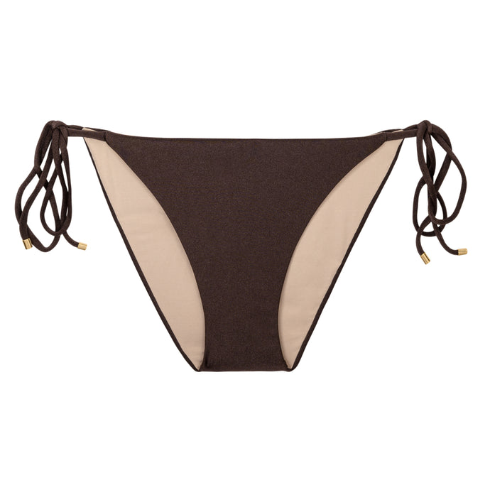 Product Front: Rio De Sol Figi Bikini Bottom Shimmer-Coffee Ibiza-Comfy