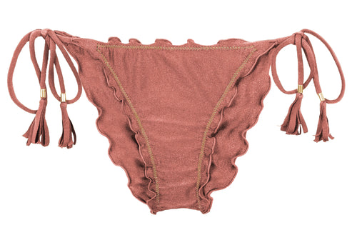 Product Front: Rio De Sol Figi Bikini Bottom Shimmer-Copper Frufru-Comfy