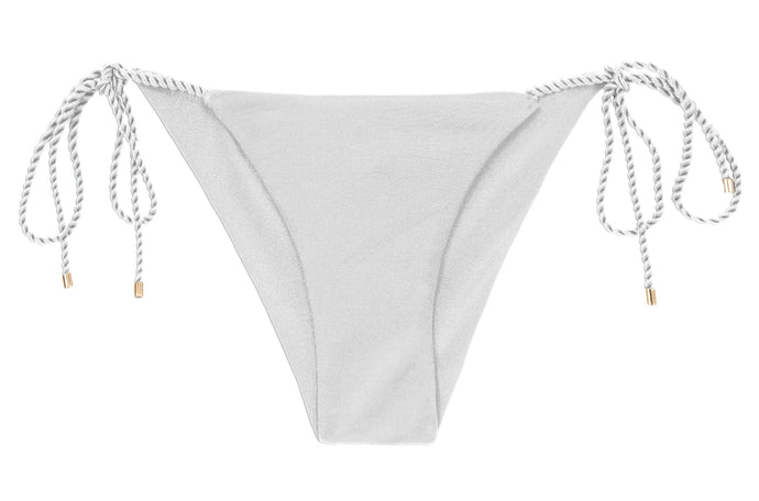 Product Front: Rio De Sol Figi Bikini Bottom Shimmer-White Cheeky-Rope