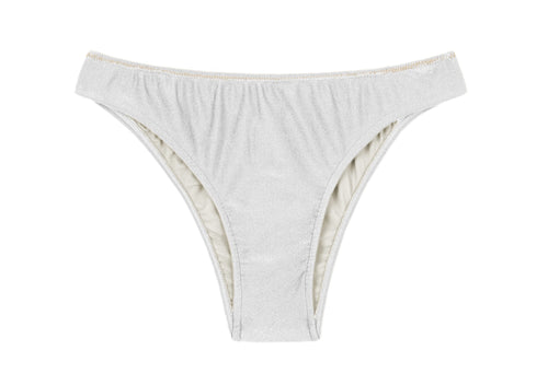 Product Front: Rio De Sol Figi Bikini Bottom Shimmer-White Essential