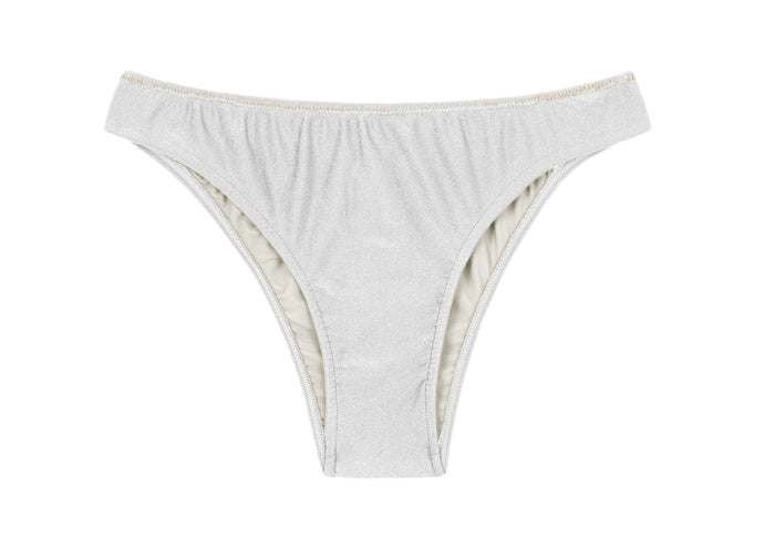Product Front: Rio De Sol Figi Bikini Bottom Shimmer-White Essential