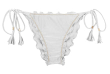 Załaduj obraz do przeglądarki galerii, Product Front: Rio De Sol Figi Bikini Bottom Shimmer-White Frufru
