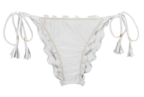 Product Front: Rio De Sol Figi Bikini Bottom Shimmer-White Frufru