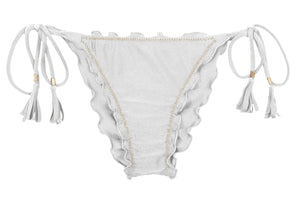 Product Front: Rio De Sol Figi Bikini Bottom Shimmer-White Frufru