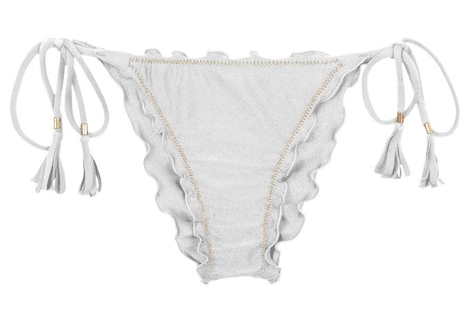 Product Front: Rio De Sol Figi Bikini Bottom Shimmer-White Frufru