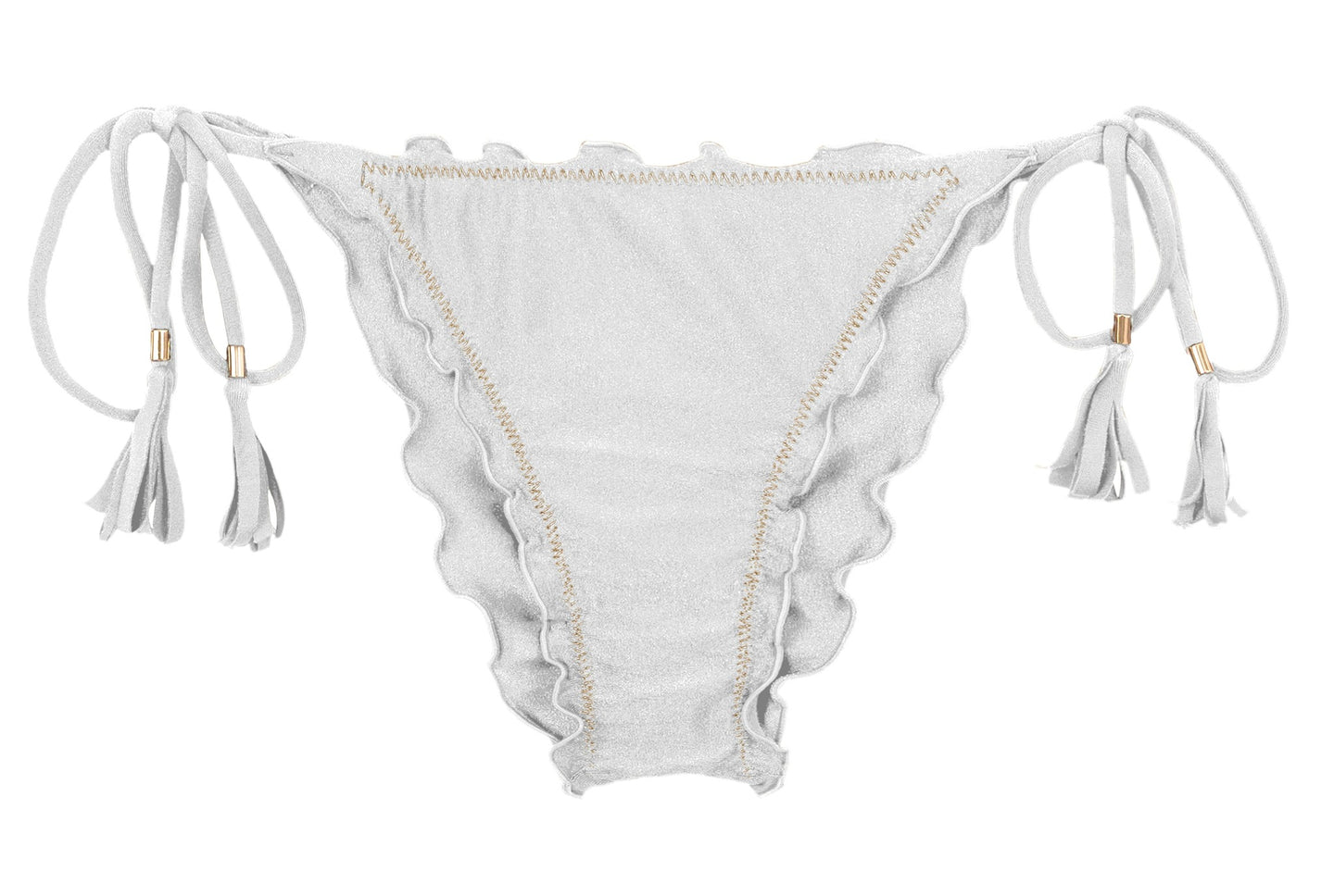 Product Front: Rio De Sol Figi Bikini Bottom Shimmer-White Frufru